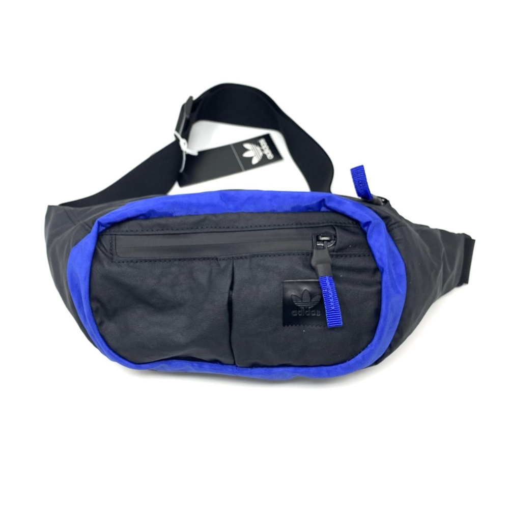 Adidas Women Waist Bag Leather Black Blue New With Tags